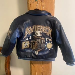 Avirex New York 75 Baseball Fall Classic Leather Varsity Jacket Youth Small 8/10